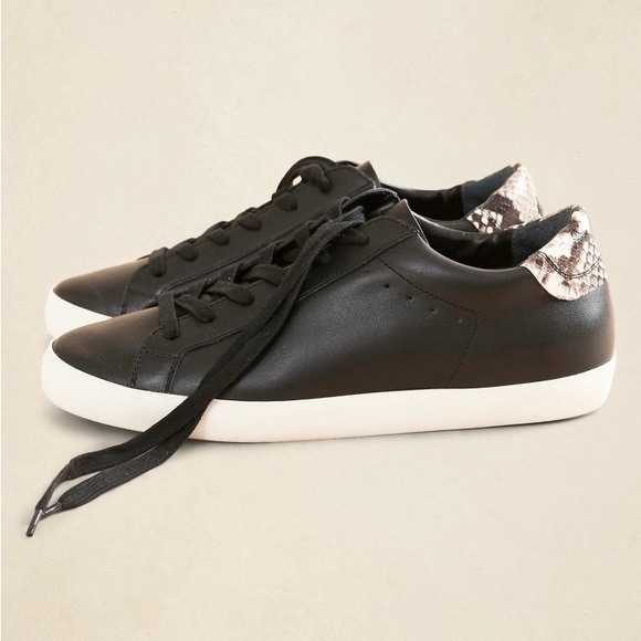 Black leather lace up sneakers NWT and Box - Picture 1 of 4